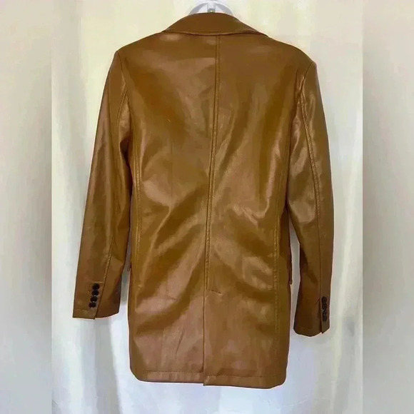 Mo-Ka Women’s Faux Leather Blazer, size XS, in color Peanut, BNWT - Picture 2 of 9